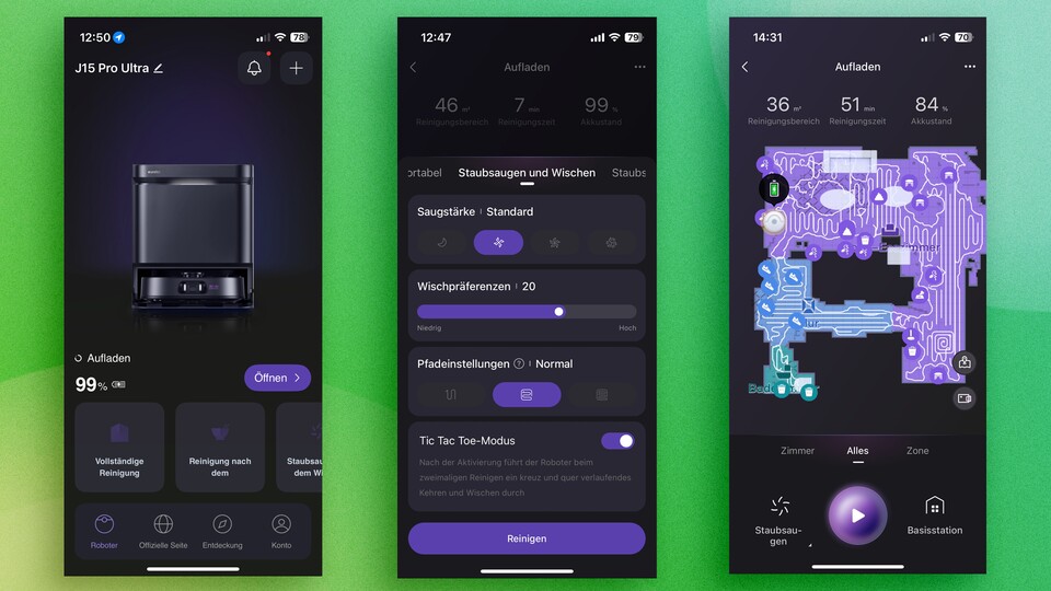Die Eureka-App ist aufgeräumt und bietet viele Optionen.