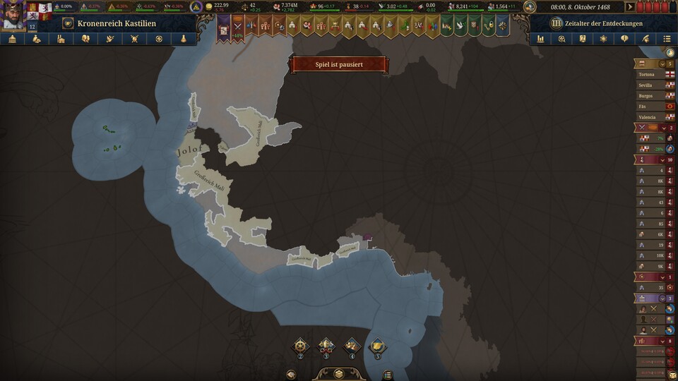 Das Kolonisationssystem bleibt unvollendet. Beispielsweise beginnen Länder wie Mali oder die Maya sofort damit, ihre eigene Umwelt stark zu kolonisieren, sobald ich die Gebiete sozusagen der Welt erschließe.