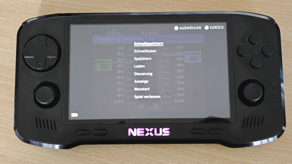 Das Schnellmenü des Evercade Nexus. (Bildquelle: Duy Linh DinhGameStar Tech)