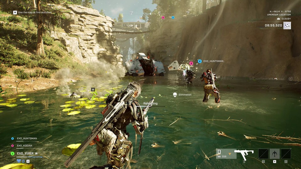 Beeilung, bevor andere Spieler kommen: Unser Squad legt sich mit einem KI-Bossgegner an.