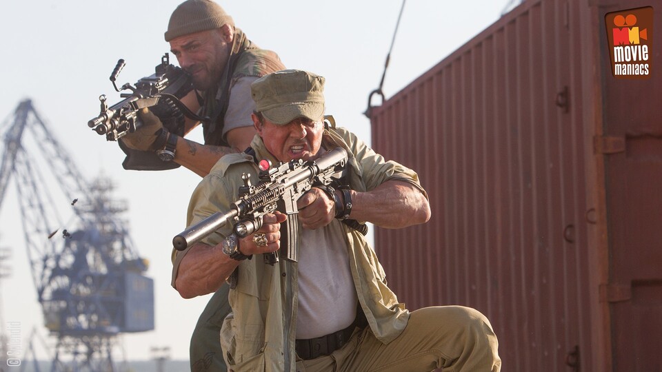 Randy Couture als Toll Road und Sylvester Stallone als Barney Ross in Expendables 3