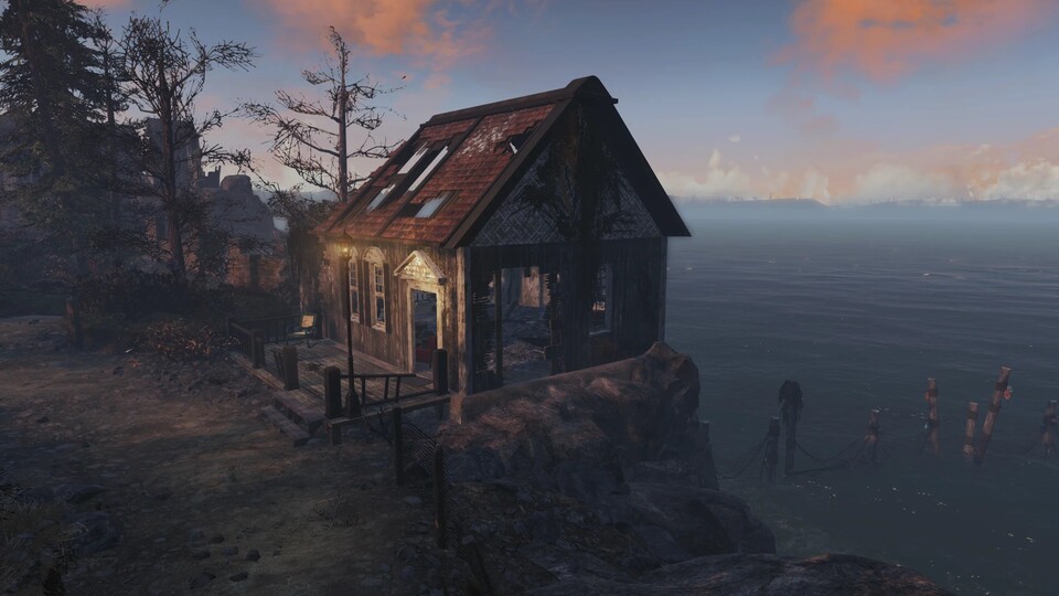 Die Ferienhäuser auf Misery Island haben schon einmal bessere Zeiten gesehen. Bildquelle: Tenhats und Shreddah4 auf Nexusmods