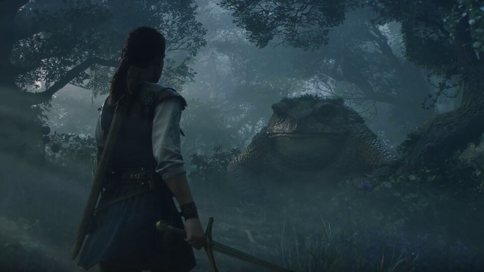 Bei dieser Szene mit einer Riesenkröte im Wald scheint es sich um Gameplay zu handeln, ganz klar ist das aber noch nicht.