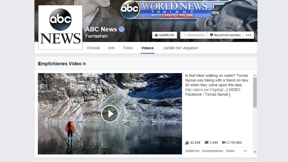 Der Facebook-Auftritt von ABC News.