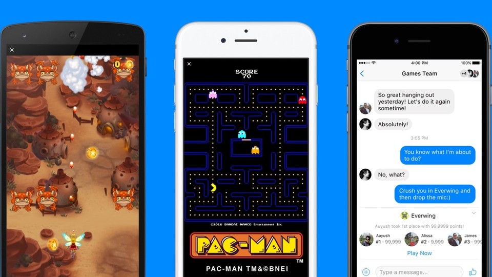 Facebook startet mit den »Instant Games« eine neue Spieleoffensive. Spiele wie Pac-Man und Co. lassen sich nun auch direkt im Chatfenster des Messengers spielen.