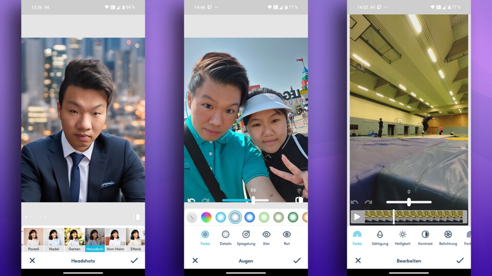 Beim Bild ganz links habe ich das Gesicht-Tuning wohl etwas auf die Spitze getrieben.