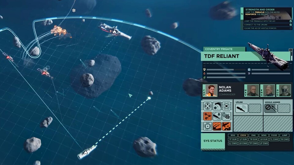 Im Kampf zwischen Zerstörern und Korvetten schlagen Torpedos mit voller Wucht ein. Energiegschilde gibt es in der Zukunftsvision des Echtzeit-Strategiespiels nicht.