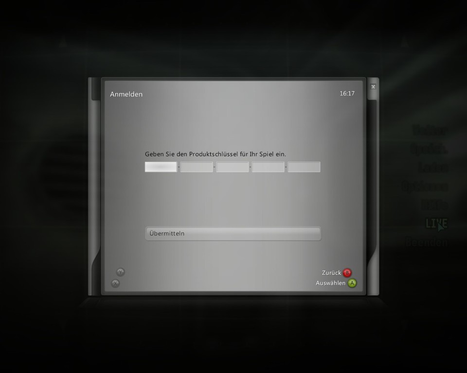 Beim Verbinden mit Games for Windows Live müssen Sie den beigelegten Key eingeben.