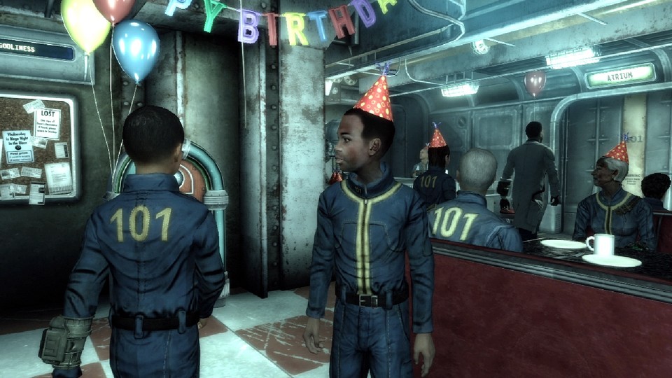 Fallout 3 fing superb an. Die Geburtstagsparty war nicht nur eine clevere Verpackung für die Charaktererstellung, sie stellte auch eine Verknüpfung zum Ziel der Story her: den Vater des Protagonisten zu finden.