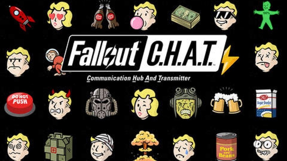 Die Begleit-App Fallout C.H.A.T. für iOS- und Android-Smartphones ersetzt das Standard-Keyboard des Geräts und erlaubt das Einfügen von Fallout-typischen Grafiken in Chatfenster