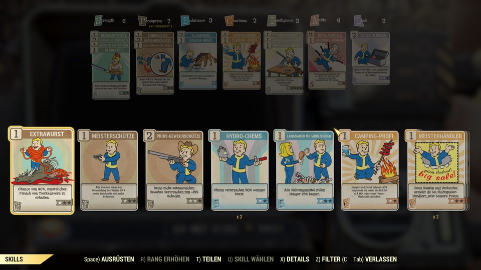 An der Spielmechanik von Fallout 76 ändert Wastelanders nichts, hier bleibt alles beim Alten - etwa beim Kartensystem für Perks.