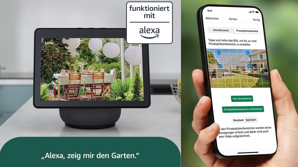 Mit Alexa lässt sich so jede Blink Überwachungskamera und eure Haustür überwachen und steuern.