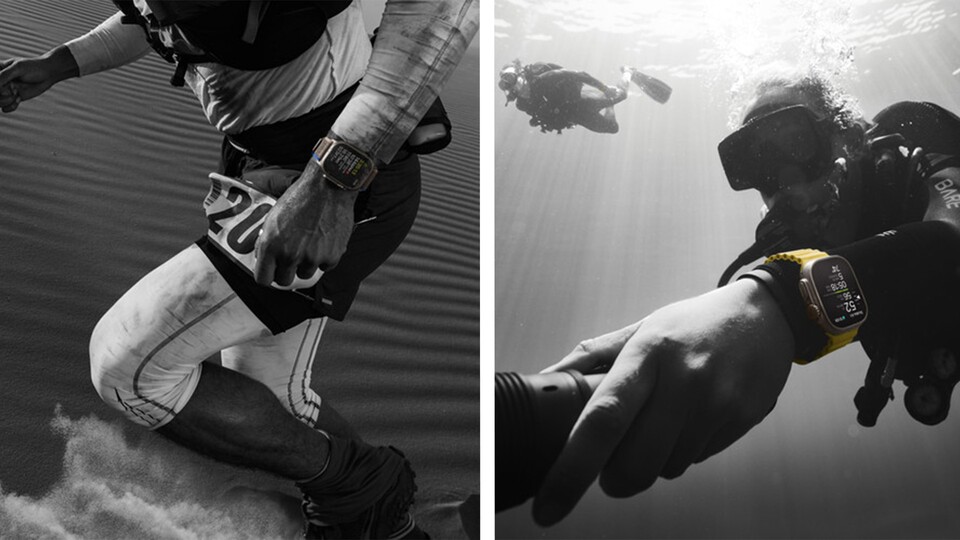 Zu Lande und unter Wasser: Die Apple Watch Ultra ist für alle Herausforderungen gewappnet, denen ihr euch stellen wollt.