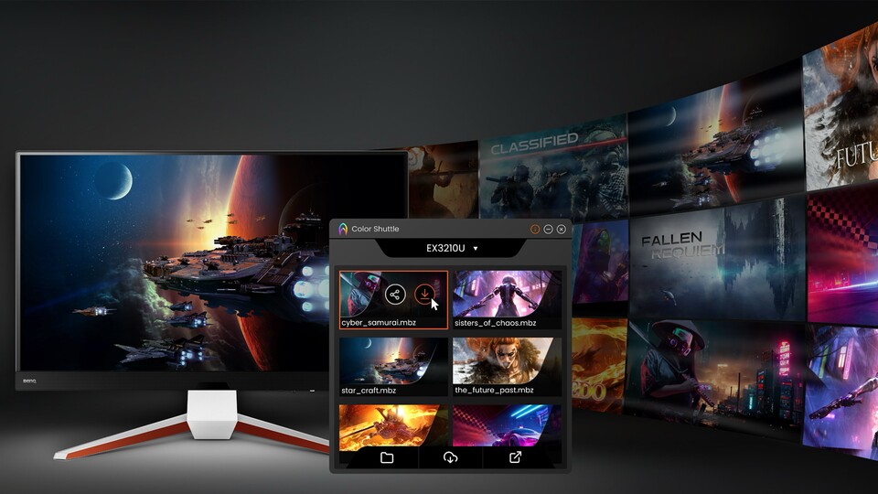 Ihr könnt im Programm entweder mit einem Klick eine neue Einstellung mit dem Monitor synchronisieren oder online nach weiteren Presets stöbern.