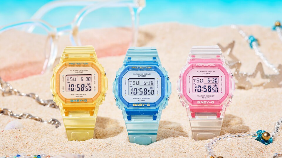 Erinnert an Apple iMac und Gameboy Color: Diese knallbunte Version der Casio BABY-G macht Lust auf gutes Wetter!