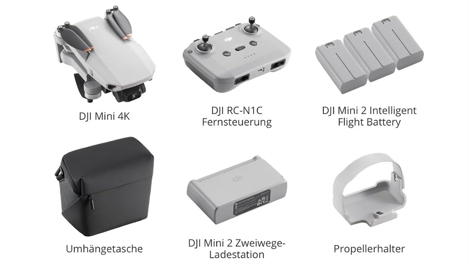 Die DJI Mini 4K in der Fly More Combo bringt alles mit, was ihr zum Drohnenfliegen braucht.