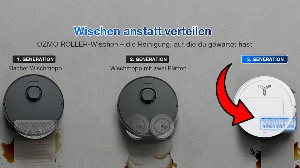 Against this new wiping technique, the approaches that have been widespread have no chance: No other vacuum robot has wiped so thoroughly!