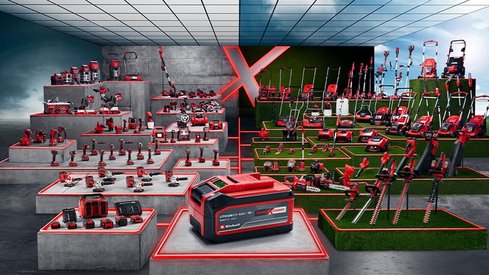 Einhell nennt das 18V Akku-System Power X-Change. Ich betreibe mit denselben Akkus mittlerweile viele Gartengeräte und verschiedenste Werkzeuge.