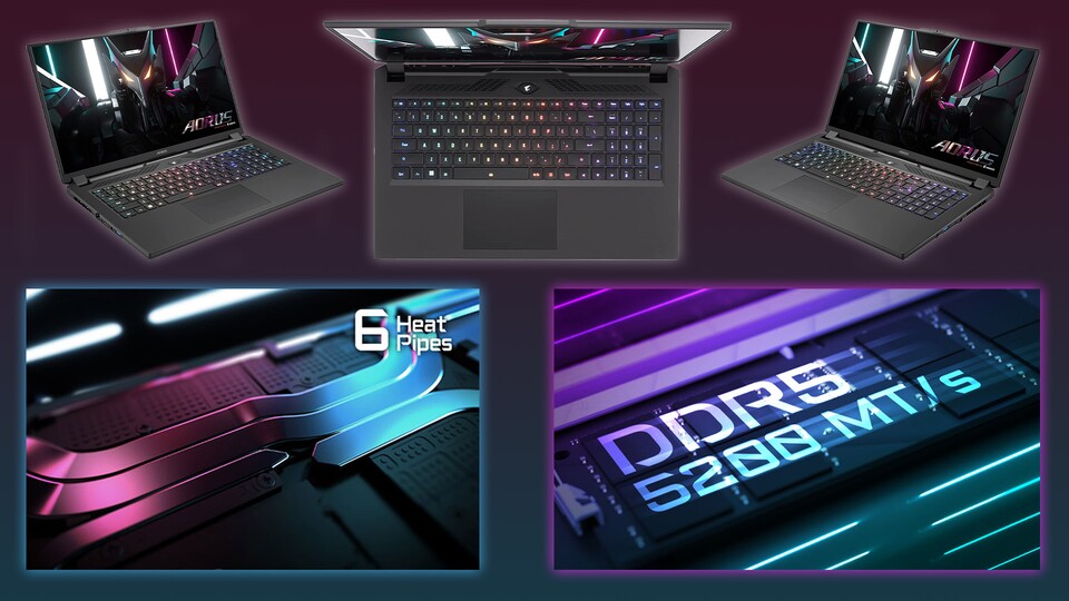 Diese Leistung muss natürlich mit einer intelligenten Kühl-Lösung im Zaum gehalten werden. Gigabyte hat im Aorus 17H Gaming-Laptop bestens vorgesorgt.