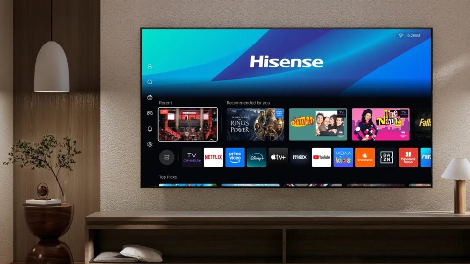 Der Hisense OLED-TV kommt mit dem Vidaa Smart-TV-OS und bietet euch alle Apps und Streaming-Dienste die ihr braucht.