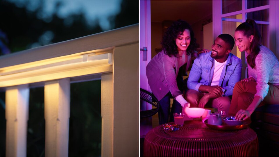 Wer Lightstrip und Go Tischleuchte kombiniert, verwandelt seinen ollen Balkon in die coolste Rooftop Bar der Stadt.