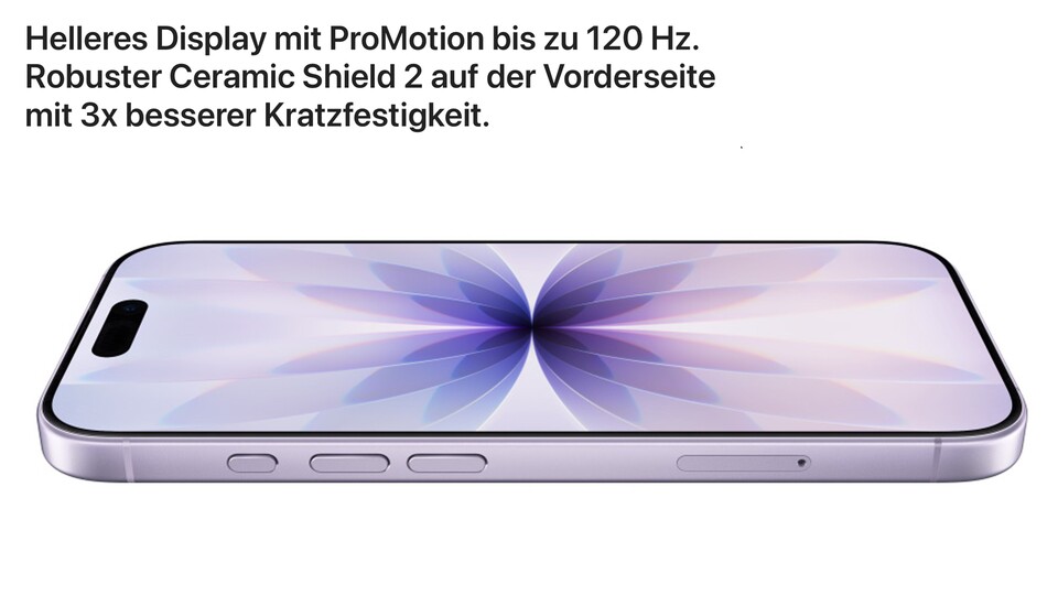 Das iPhone 17 bietet dieselben Display-Funktionen wie das iPhone 16 Pro, wird aber deutlich heller und ist auch viel robuster dank neuem Displayglas.