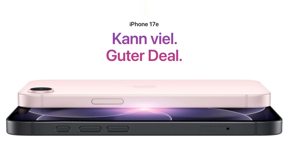 Von außen ist beim iPhone 17e kaum ein Unterschied zu erkennen, aber neben Weiß und Schwarz gibt es jetzt auch eine Version in zartem Rosa.