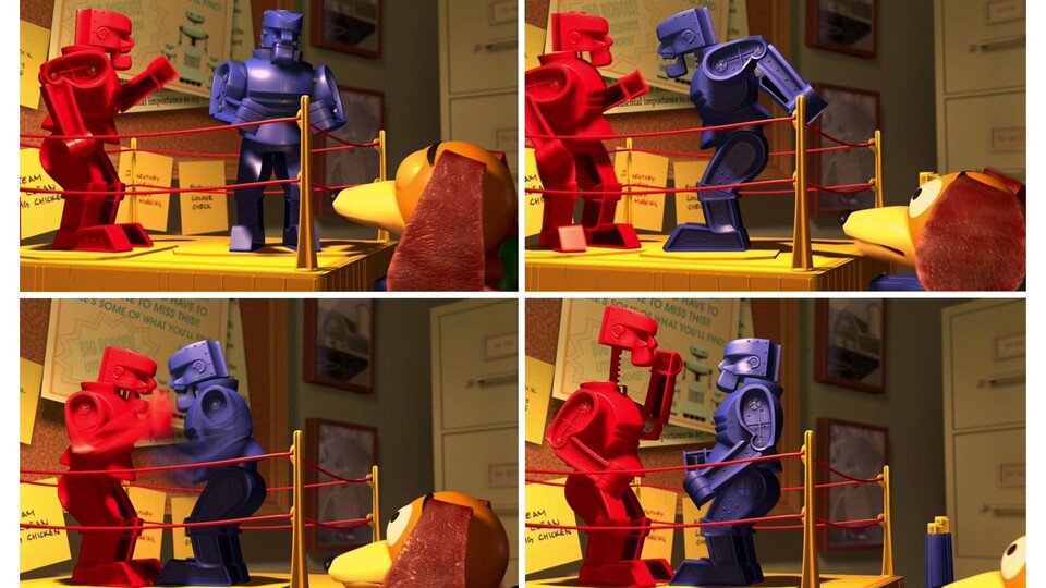 Das ist ganz sicher einer meiner Lieblings-Szenen aus Toy Story 2: Die beiden mürrischen Boxer sind einfach zum Verlieben.