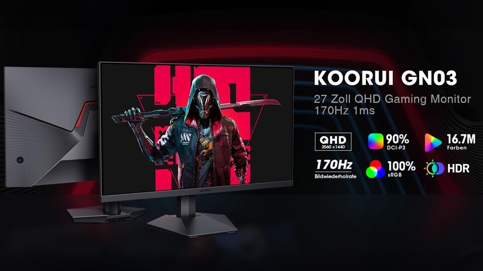 Trotz des Schnäppchenpreises überzeugt der Gaming-Monitor im Angebot mit hervorragender Farbdarstellung und super Bildrate.