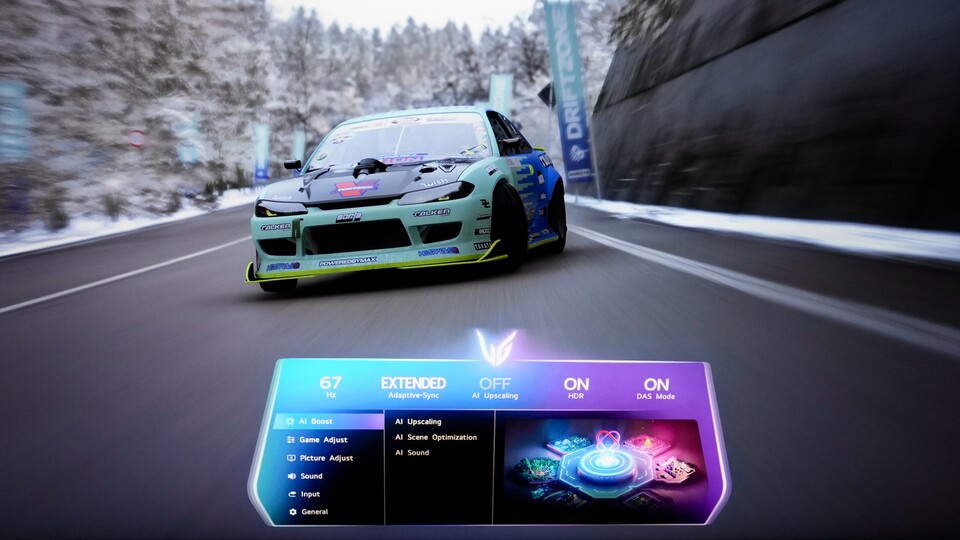 Die Benutzeroberfläche des LG UltraGear evo 27GM950B ist weitgehend selbsterklärend. Bild aus Forza Horizon 6 von Lorenz Rittirsch.