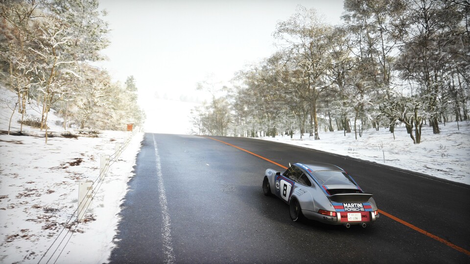 Die Spitzenhelligkeit des Monitors brachte meine Kamera in vielen Situationen ans Limit. Bild aus Forza Horizon 6 von Lorenz Rittirsch