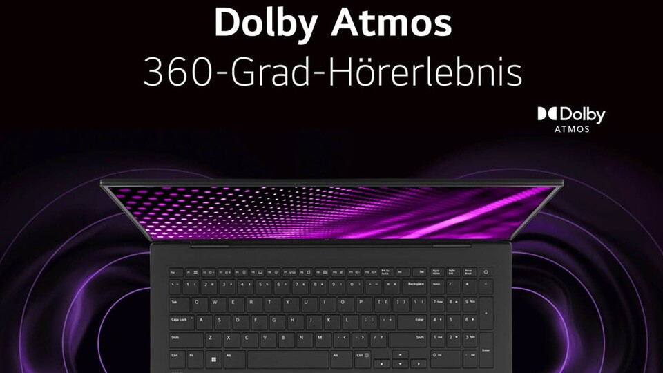 LG spart beim LG Gram 17 trotz des leichten Gewichts nicht an der Ausstattung. Sogar taugliche Lautsprecher mit Dolby Atmos sind mit an Bord.