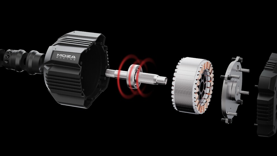 Bei einem Force Feedback Lenkrad mit Direct Drive wird die Kraft direkt und ohne Getriebe, Zahnräder oder Riemen auf die Lenkachse übertragen.