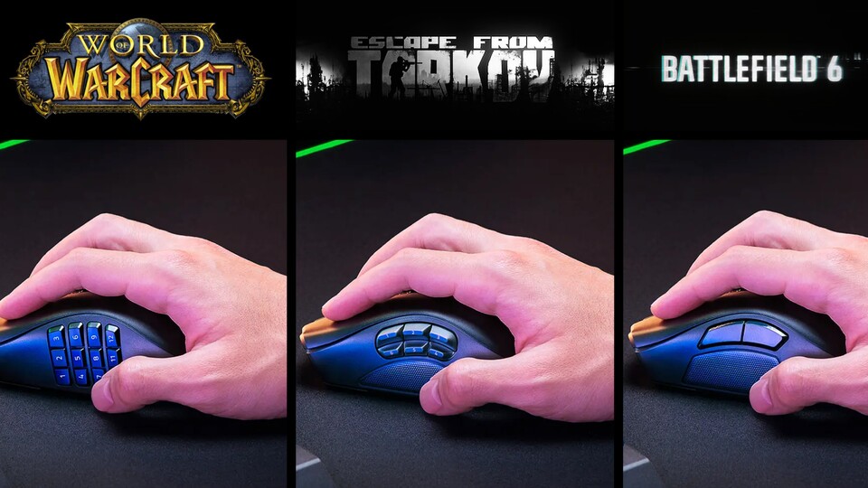 Zwei Seitentasten bei einer Gaming-Maus sind mir zu wenig und für 12 ist mein Daumen zu unbegabt. Das Seitenteil mit 6 Tasten der Razer Naga V2 Pro ist perfekt.