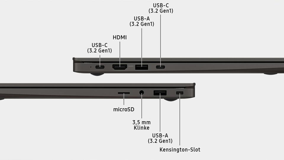 Das 15 Zoll große Laptop hat für jeden Anspruch die passenden Anschlüsse. Besonders praktisch: Der Speicher kann, ähnlich wie in einem Smartphone, einfach und günstig mit einer MicroSD-Karte erweitert werden.