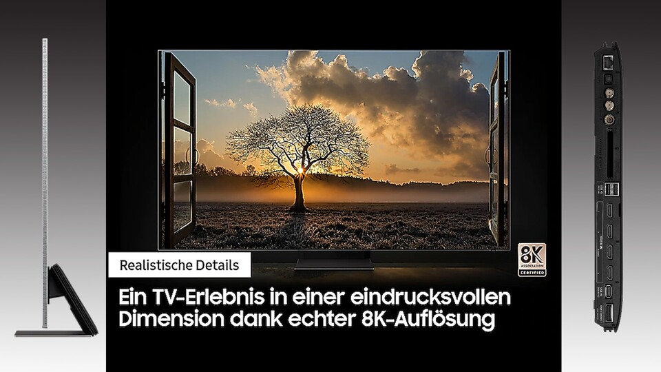 Viele TVs werben heute damit unglaublich dünn zu sein - Samsung schafft mit seiner One-Connect-Box aber wirklich einen vollkommen flachen TV auf den Standfuß zu stellen.