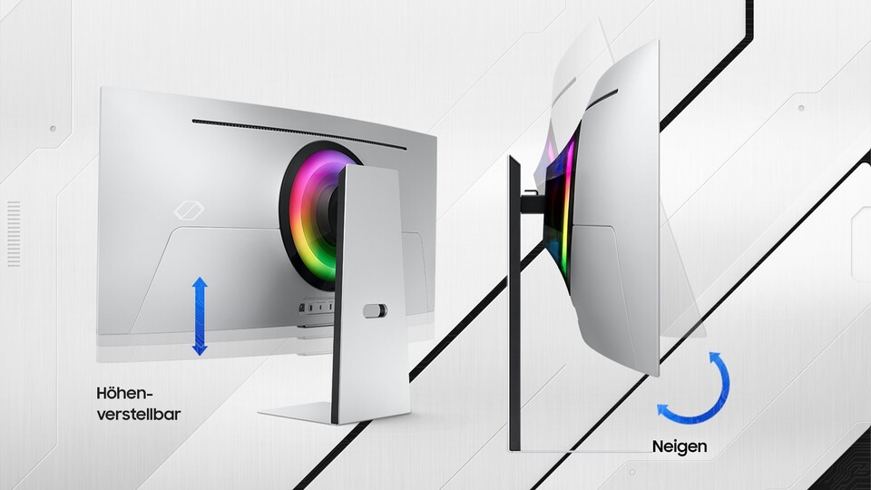 Samsung hat mit dem Design des OLED-Gaming-Monitors voll ins Schwarze getroffen, denn auch die Rückseite ist einfach wunderschön.