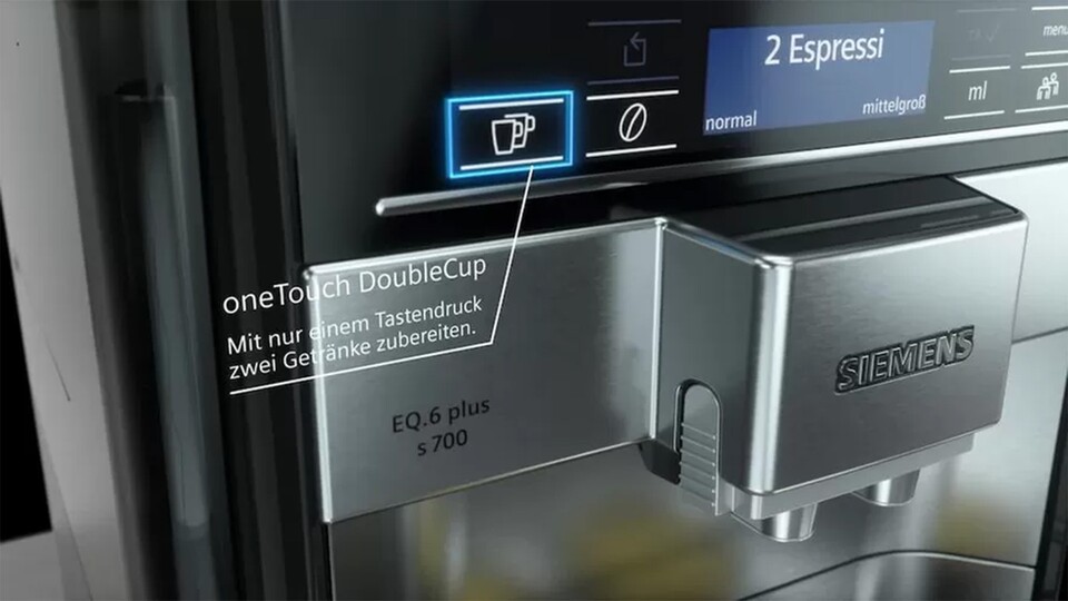 Perfekt für Paare, Familien und Büros. Mit einem Vorgang versorgt euch der Vollautomat mit zwei Getränken eurer Wahl gleichzeitig.