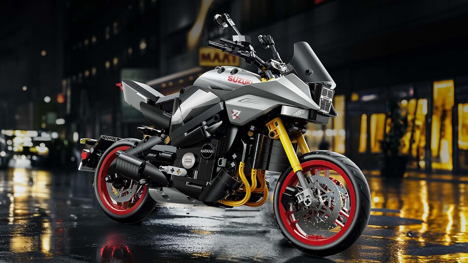 CaDA hat das Modell-Motorrad mit Lizenz von Suzuki im Maßstab 1:6 auf über 1.100 Teilen sehr gut auf die Straße gebracht.