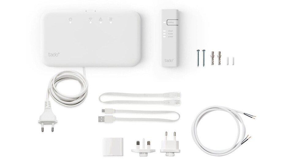 Im Lieferumfang des tado° Heatpump Connectors findet ihr alles, was nötig ist, um intelligentere Heizpläne zu erstellen, wertvollen Strom zu sparen und euren Wohnkomfort zu steigern.