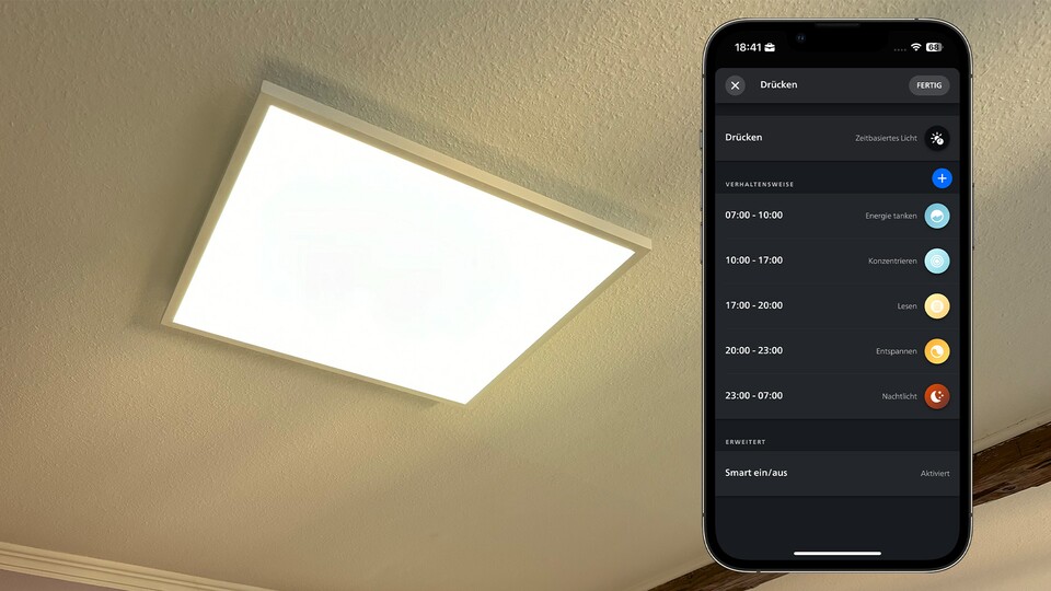 Die Funktion Zeitbasiertes Licht in der Hue App versucht nachzustellen, wie adaptives Licht in der Home-App von Apple funktioniert.