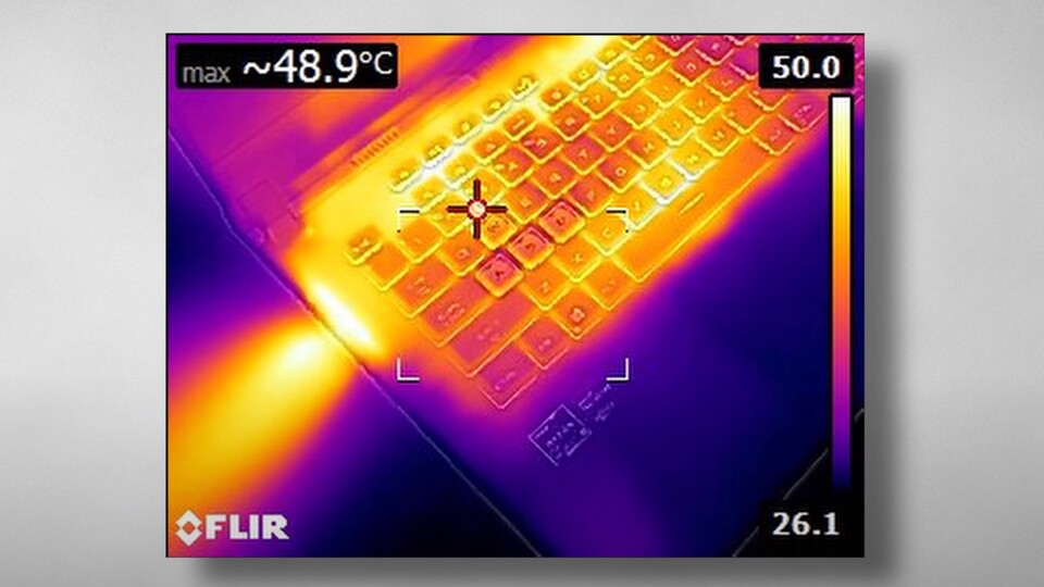 Wärmeausstoß eines Laptops. (Quelle: YouTube - Hardware Canucks)