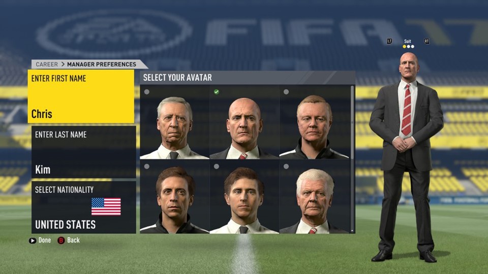 In FIFA 17 durften wir immerhin ein Gesicht für unseren Trainer aussuchen, die Auswahl war allerdings nicht gerade groß.