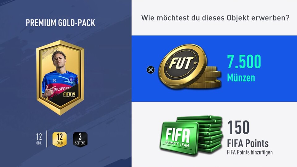 Das Premium Gold-Pack ist das teuerste Standard-Set von FIFA 19. Nun wissen wir, welche Karten uns darin durchschnittlich erwarten.
