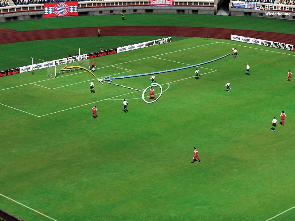Gelungene Spielzüge ehrt Fifa 2005 mit einer grafischen Analyse.