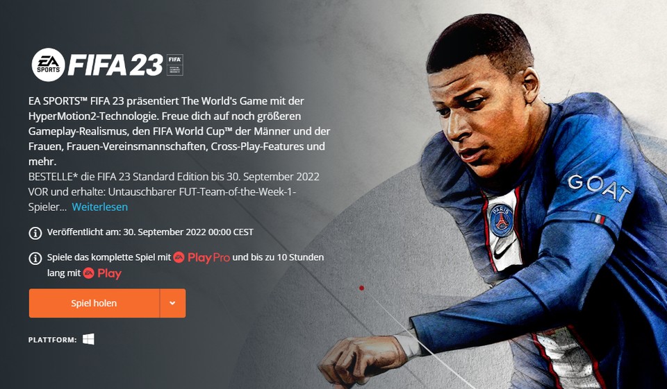 Viele Fans können schon vor Release 10 Stunden in FIFA 23 reinspielen - aber nur, wenn sie ins Spiel kommen.