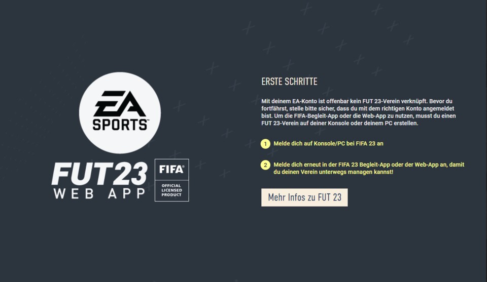 Die Web App von FIFA 23 verweigert aktuell vielen Spielern den Login.