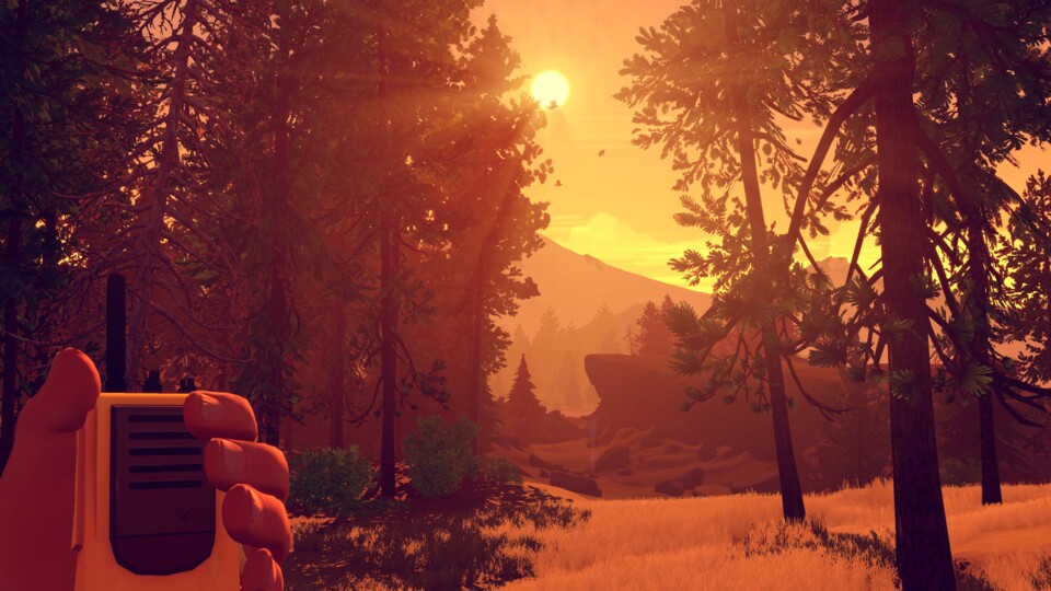 Firewatch erschien 2016 und war stilbildend für Walking-Simulatoren. Wie in Distant kommt dem Funkgerät des Protagonisten eine Schlüsselrolle zu.