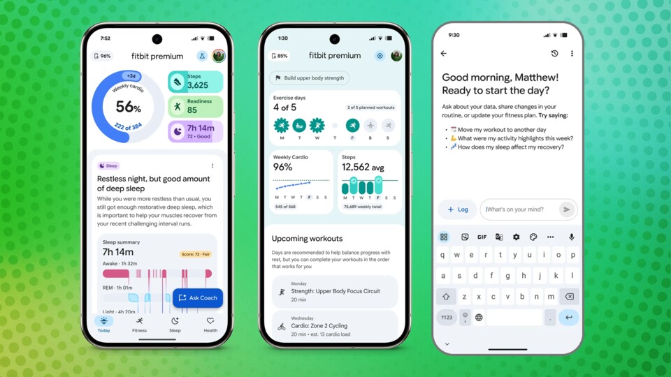Besonders die Startseite der Fitbit-App wird auf links gedreht und orientiert sich an Material 3 Expressive – Googles neue Designsprache.