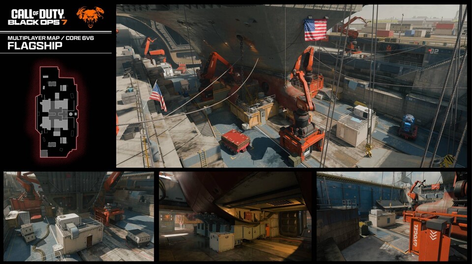 Layout und Locations der Black Ops 7 Map Flagship auf einen Blick.